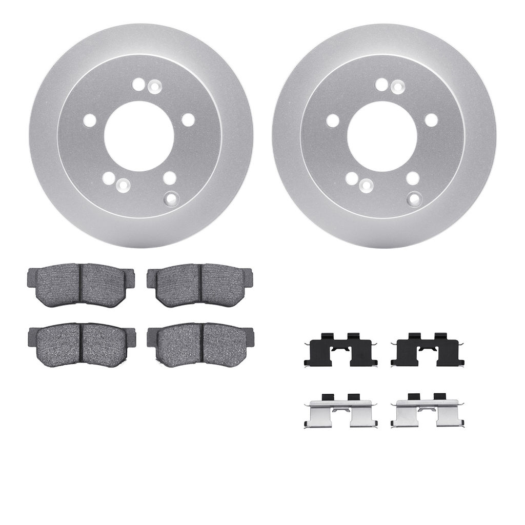 Dynamic Friction 4512-03100 - Brake Kit - Geostop Rotors and 5000 Advanced Brake Pads (Ceramic) with Hardware