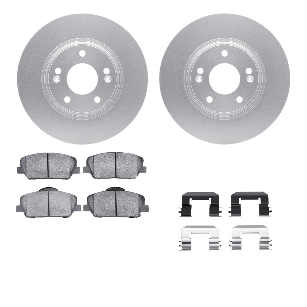 Dynamic Friction 4512-03117 - Brake Kit - Geostop Rotors and 5000 Advanced Brake Pads (Ceramic) with Hardware