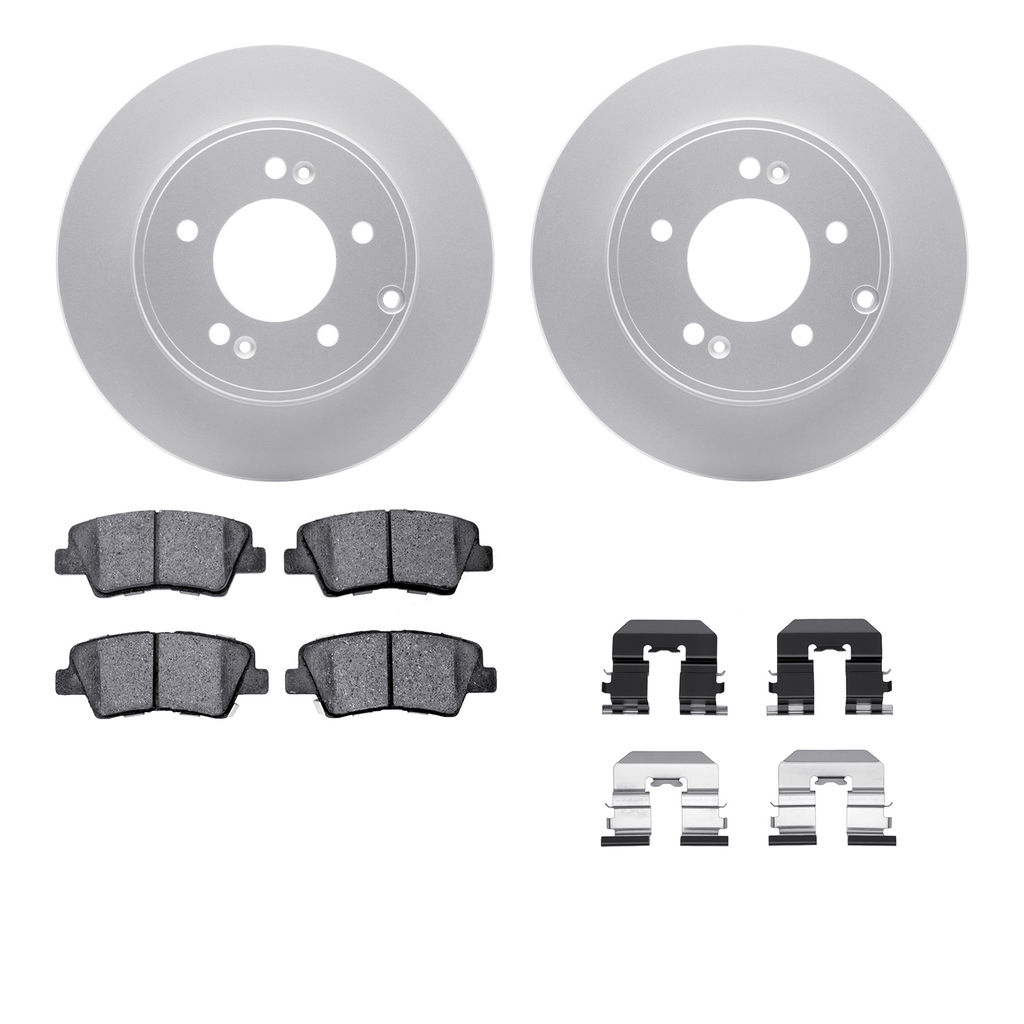 Dynamic Friction 4512-03128 - Brake Kit - Geostop Rotors and 5000 Advanced Brake Pads (Ceramic) with Hardware