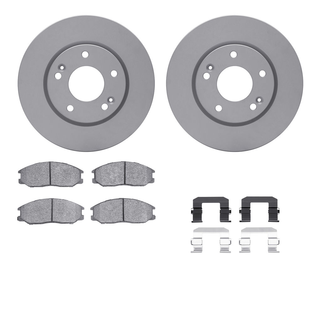 Dynamic Friction 4512-03164 - Brake Kit - Geostop Rotors and 5000 Advanced Brake Pads (Ceramic) with Hardware