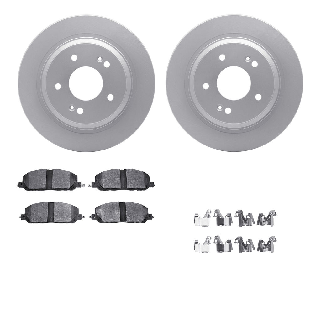 Dynamic Friction 4512-03195 - Brake Kit - Geostop Rotors and 5000 Advanced Brake Pads (Low-Metallic) with Hardware