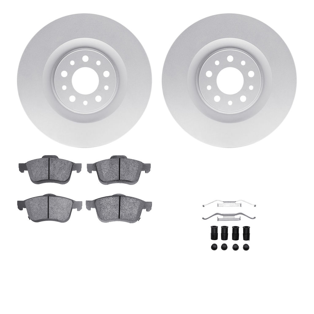 Dynamic Friction 4512-07012 - Brake Kit - Geostop Rotors and 5000 Advanced Brake Pads (Ceramic) with Hardware