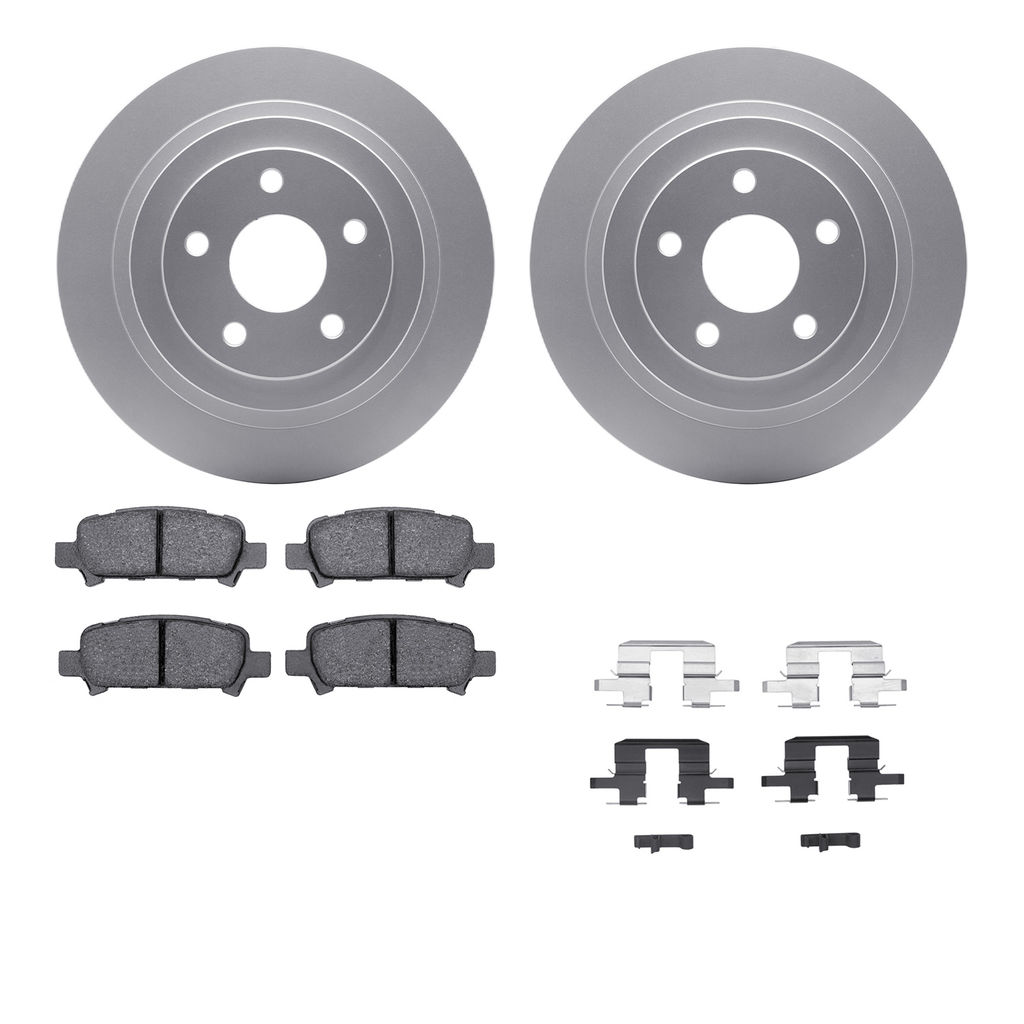 Dynamic Friction 4512-13074 - Brake Kit - Geostop Rotors and 5000 Advanced Brake Pads (Ceramic) with Hardware