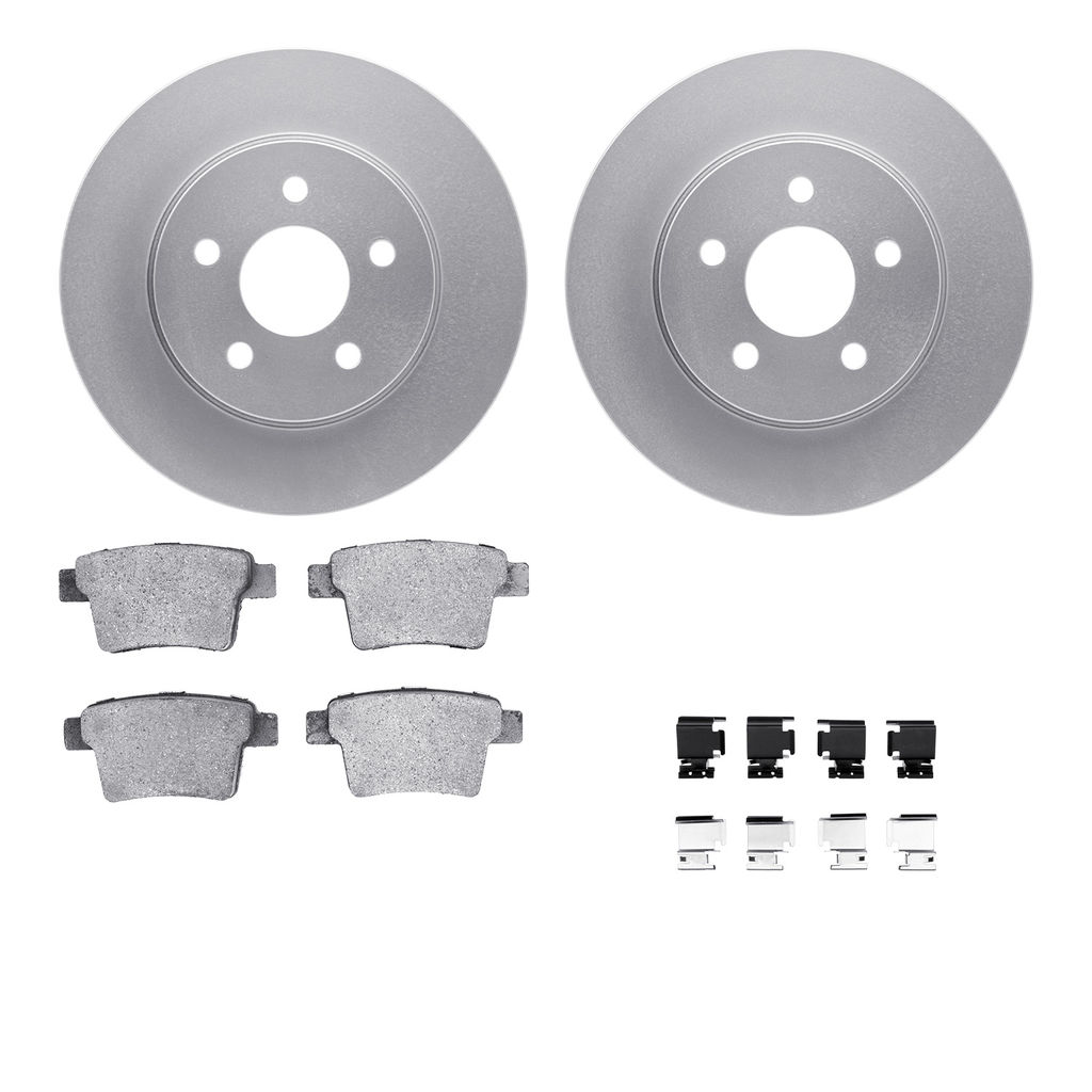 Dynamic Friction 4512-20037 - Brake Kit - Geostop Rotors and 5000 Advanced Brake Pads (Ceramic) with Hardware