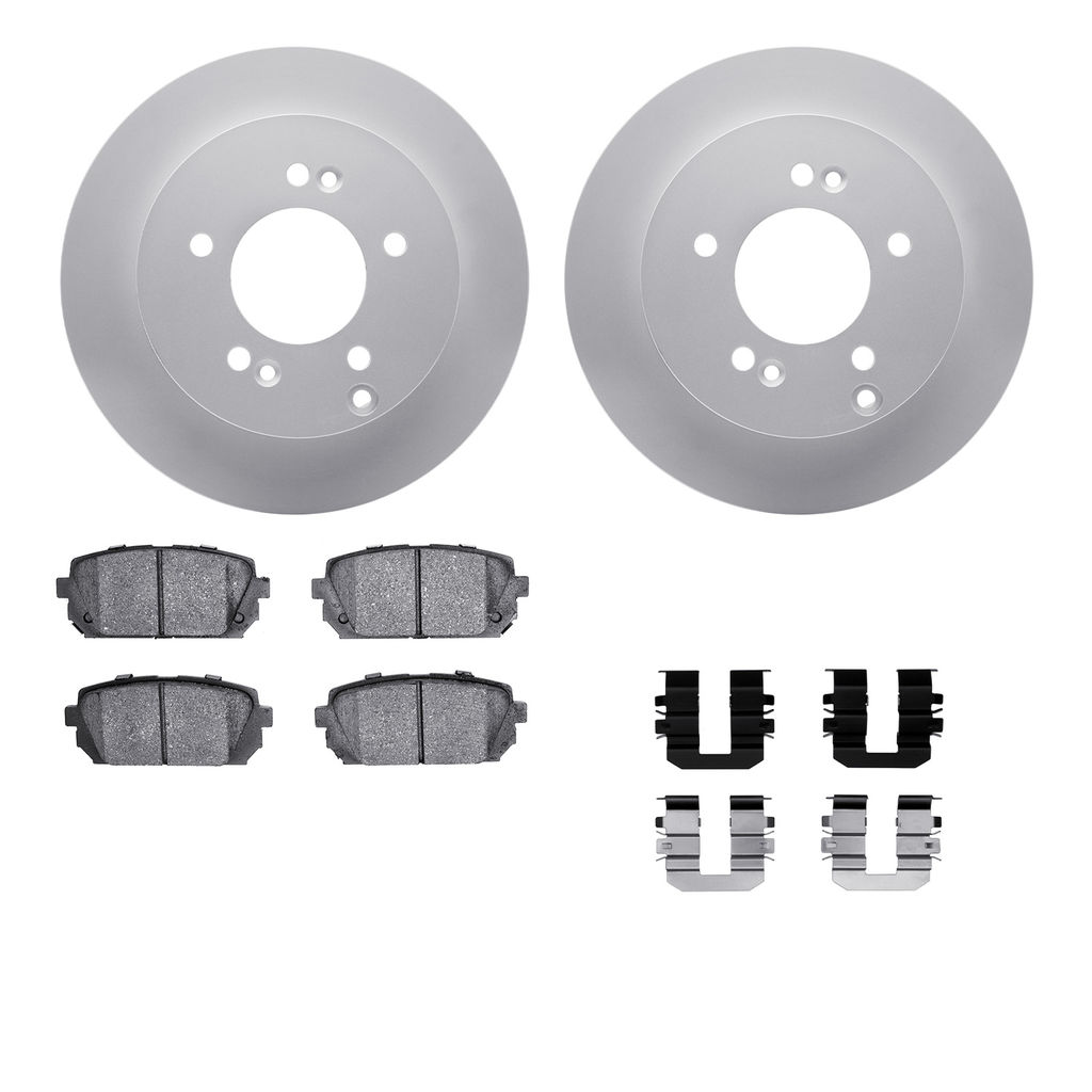 Dynamic Friction 4512-21044 - Brake Kit - Geostop Rotors and 5000 Advanced Brake Pads (Ceramic) with Hardware