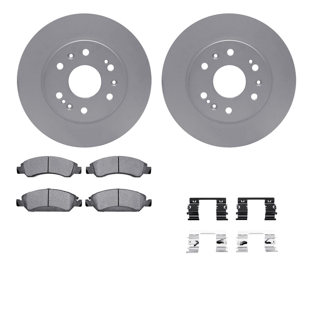 Dynamic Friction 4512-48128 - Brake Kit - Geostop Rotors and 5000 Advanced Brake Pads (Ceramic) with Hardware