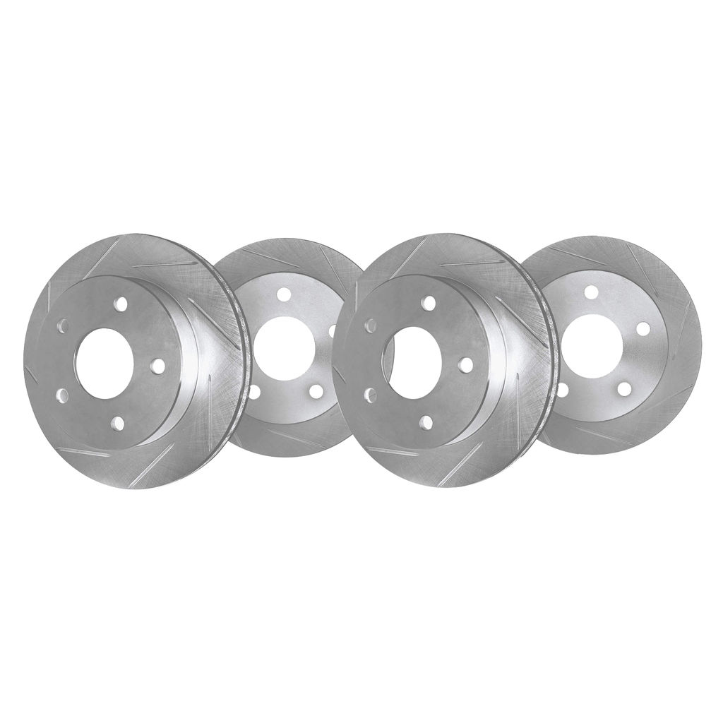 Dynamic Friction 5004-54106 - Slotted Silver Zinc Coated Brake Rotors 4 Wheel Set