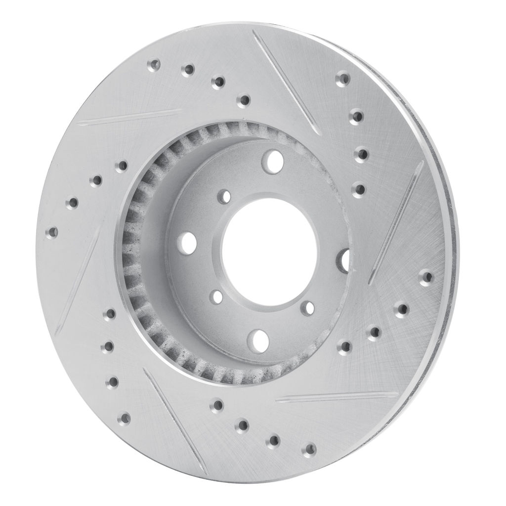 Dynamic Friction 631-01003L - Drilled and Slotted Silver Zinc Brake Rotor