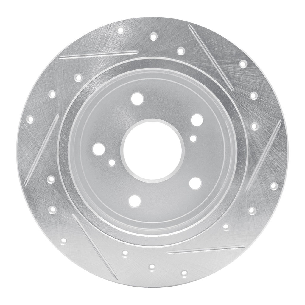 Dynamic Friction 631-01006L - Drilled and Slotted Silver Zinc Brake Rotor