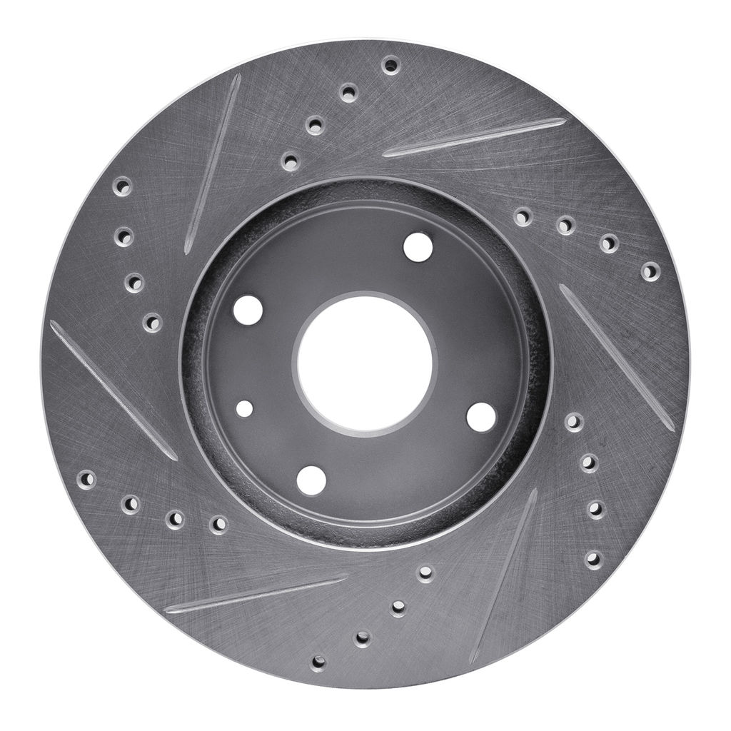 Dynamic Friction 631-01008R - Drilled and Slotted Silver Zinc Brake Rotor