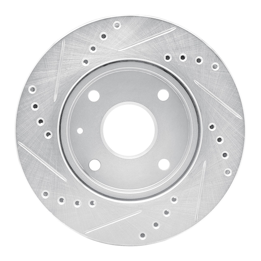Dynamic Friction 631-01010R - Drilled and Slotted Silver Zinc Brake Rotor