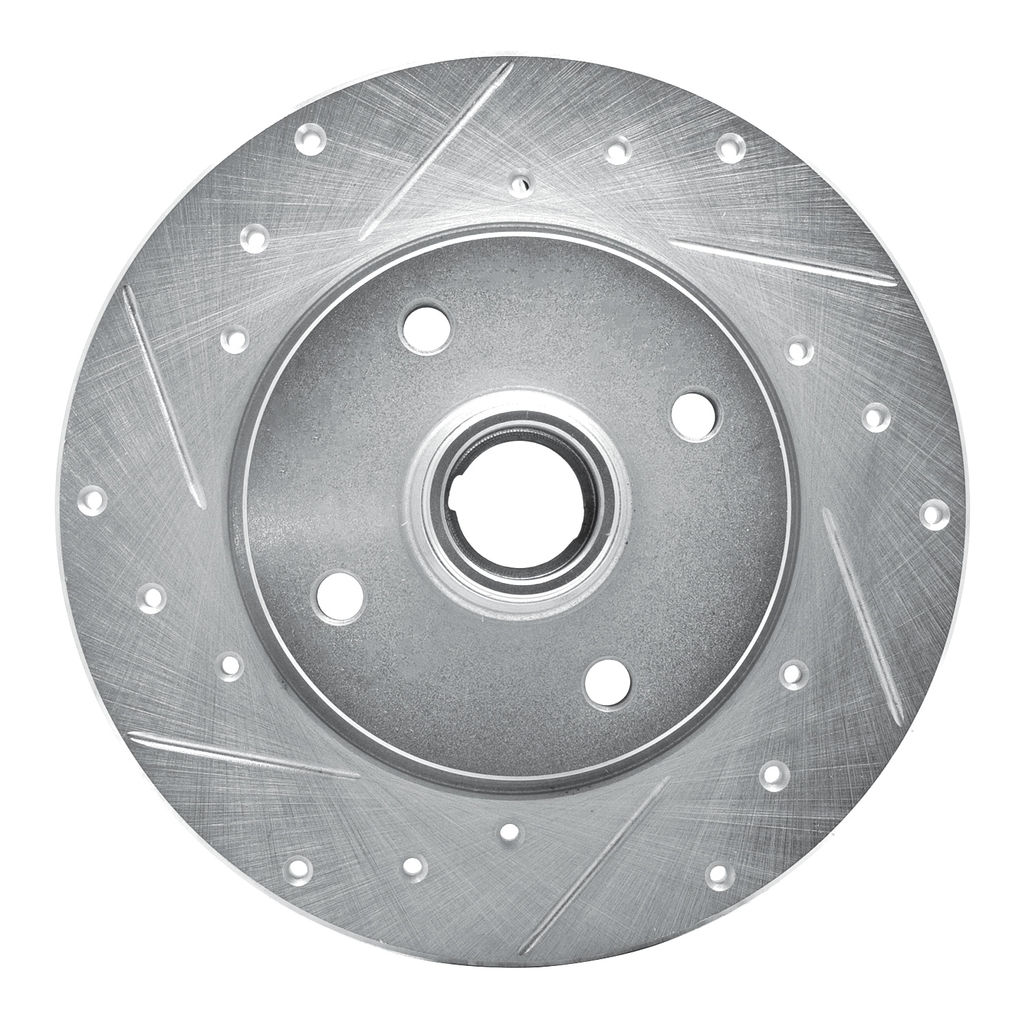 Dynamic Friction 631-02004L - Drilled and Slotted Silver Zinc Brake Rotor