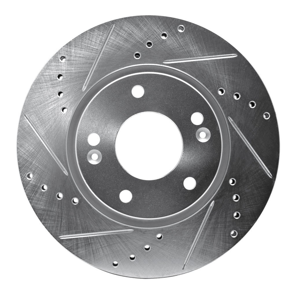 Dynamic Friction 631-03016L - Drilled and Slotted Silver Zinc Brake Rotor