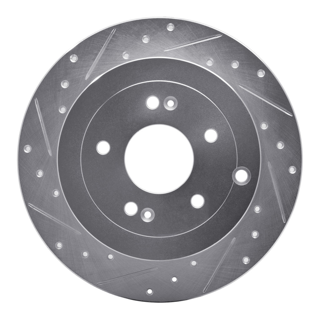Dynamic Friction 631-03046L - Drilled and Slotted Silver Zinc Brake Rotor