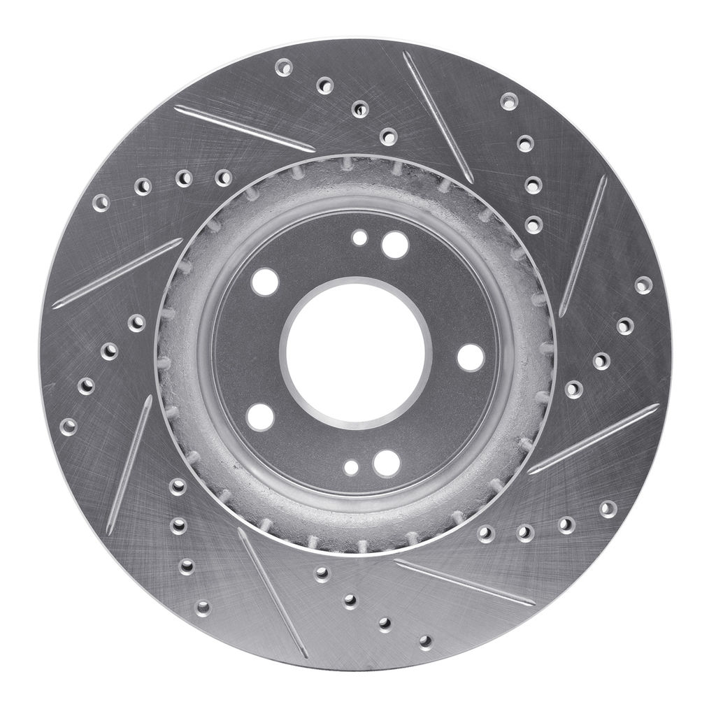 Dynamic Friction 631-03054L - Drilled and Slotted Silver Zinc Brake Rotor