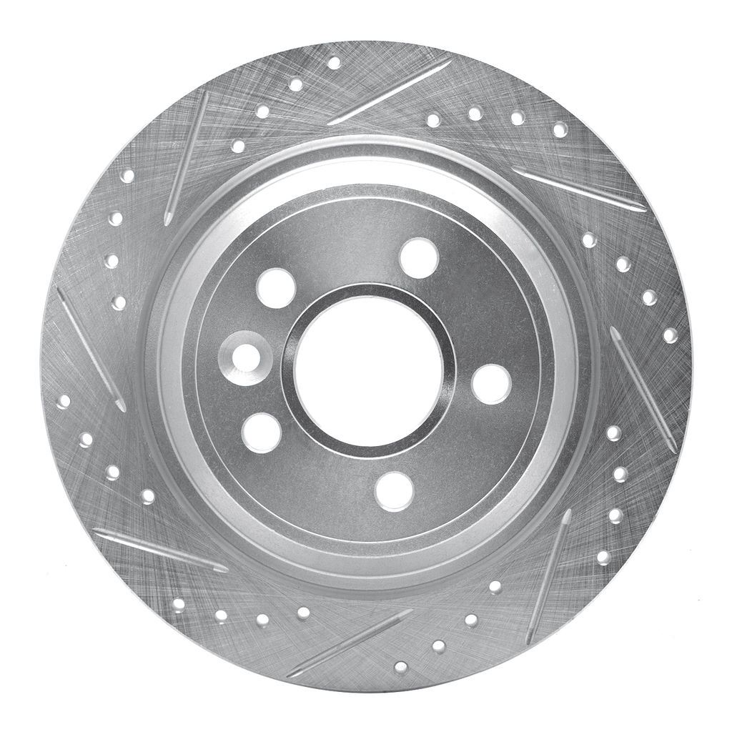 Dynamic Friction 631-11022L - Drilled and Slotted Silver Zinc Brake Rotor