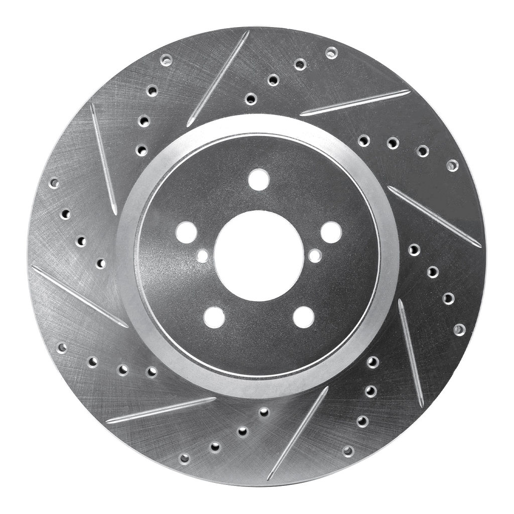 Dynamic Friction 631-13018L - Drilled and Slotted Silver Zinc Brake Rotor