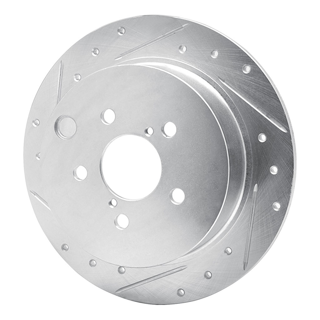 Dynamic Friction 631-13025L - Drilled and Slotted Silver Zinc Brake Rotor