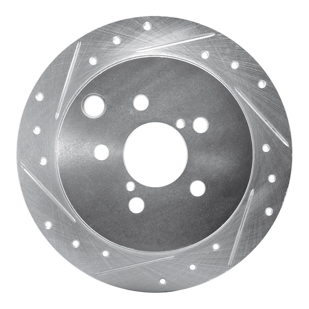 Dynamic Friction 631-13025L - Drilled and Slotted Silver Zinc Brake Rotor