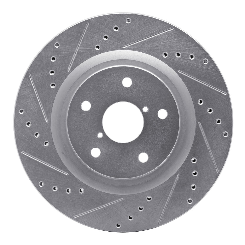 Drilled and Slotted Silver Zinc Brake Rotor