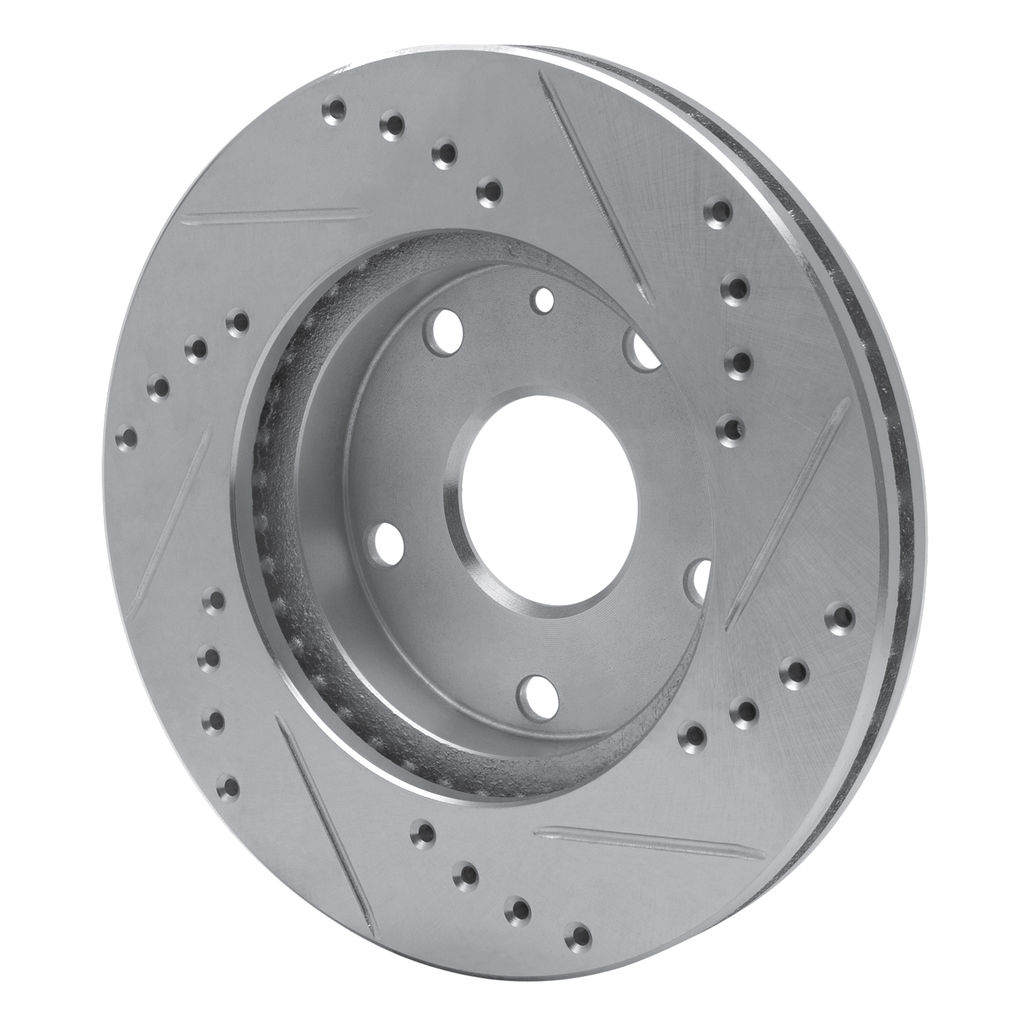 Dynamic Friction 631-18001L - Drilled and Slotted Silver Zinc Brake Rotor