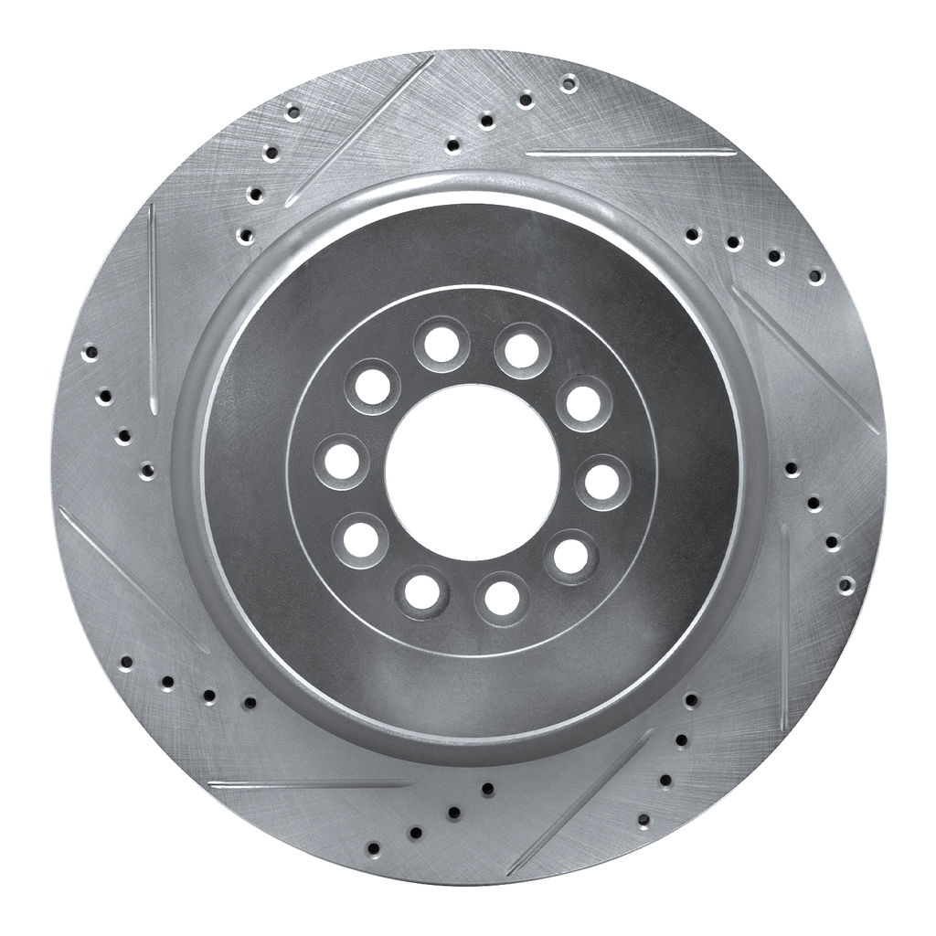 Dynamic Friction 631-20014L - Drilled and Slotted Silver Zinc Brake Rotor