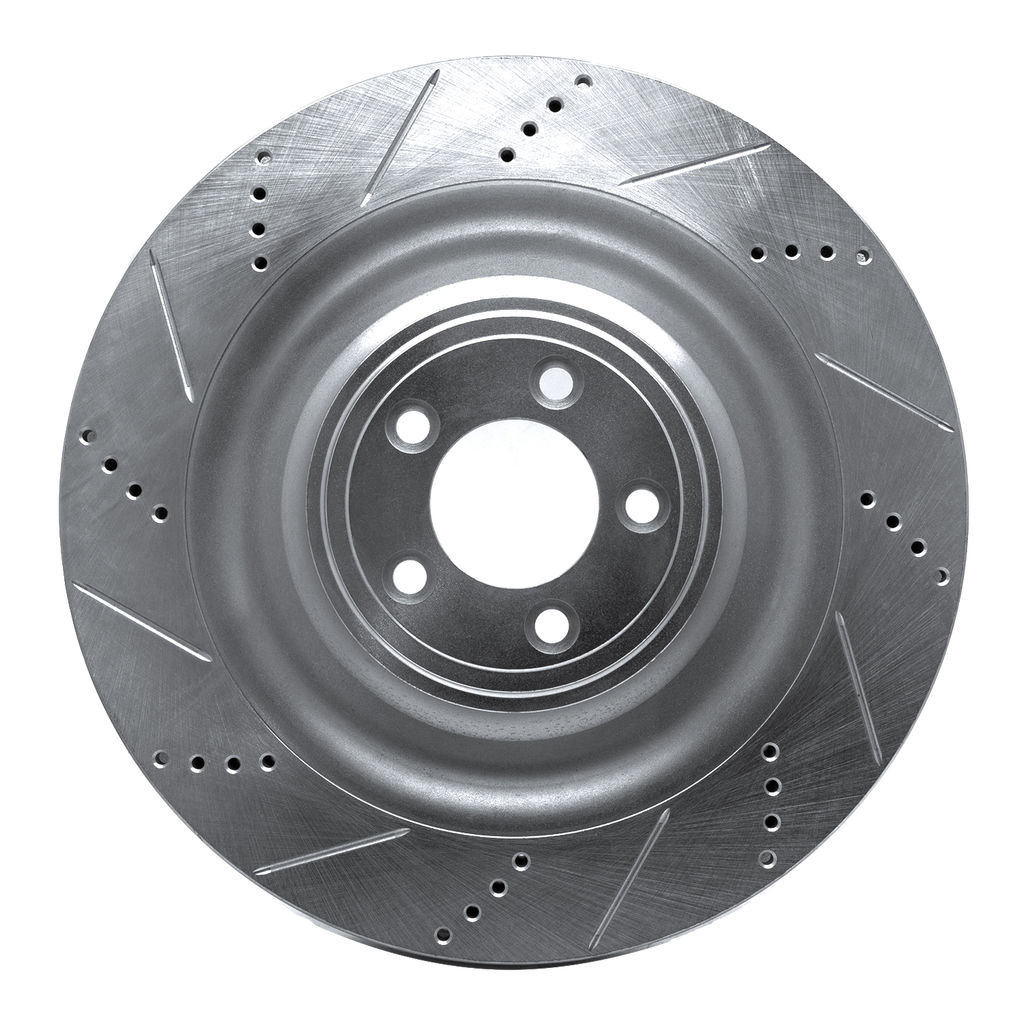 Dynamic Friction 631-20021D - Drilled and Slotted Silver Zinc Brake Rotor