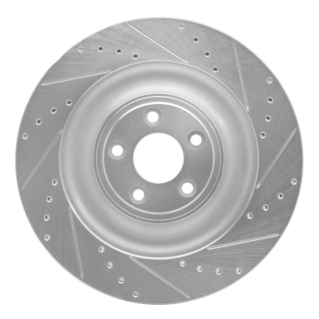 Dynamic Friction 631-20027R - Drilled and Slotted Silver Zinc Brake Rotor