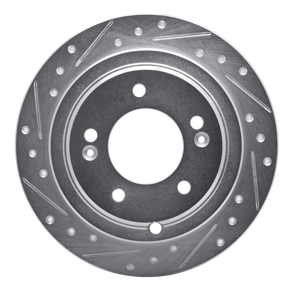 Dynamic Friction 631-21017L - Drilled and Slotted Silver Zinc Brake Rotor