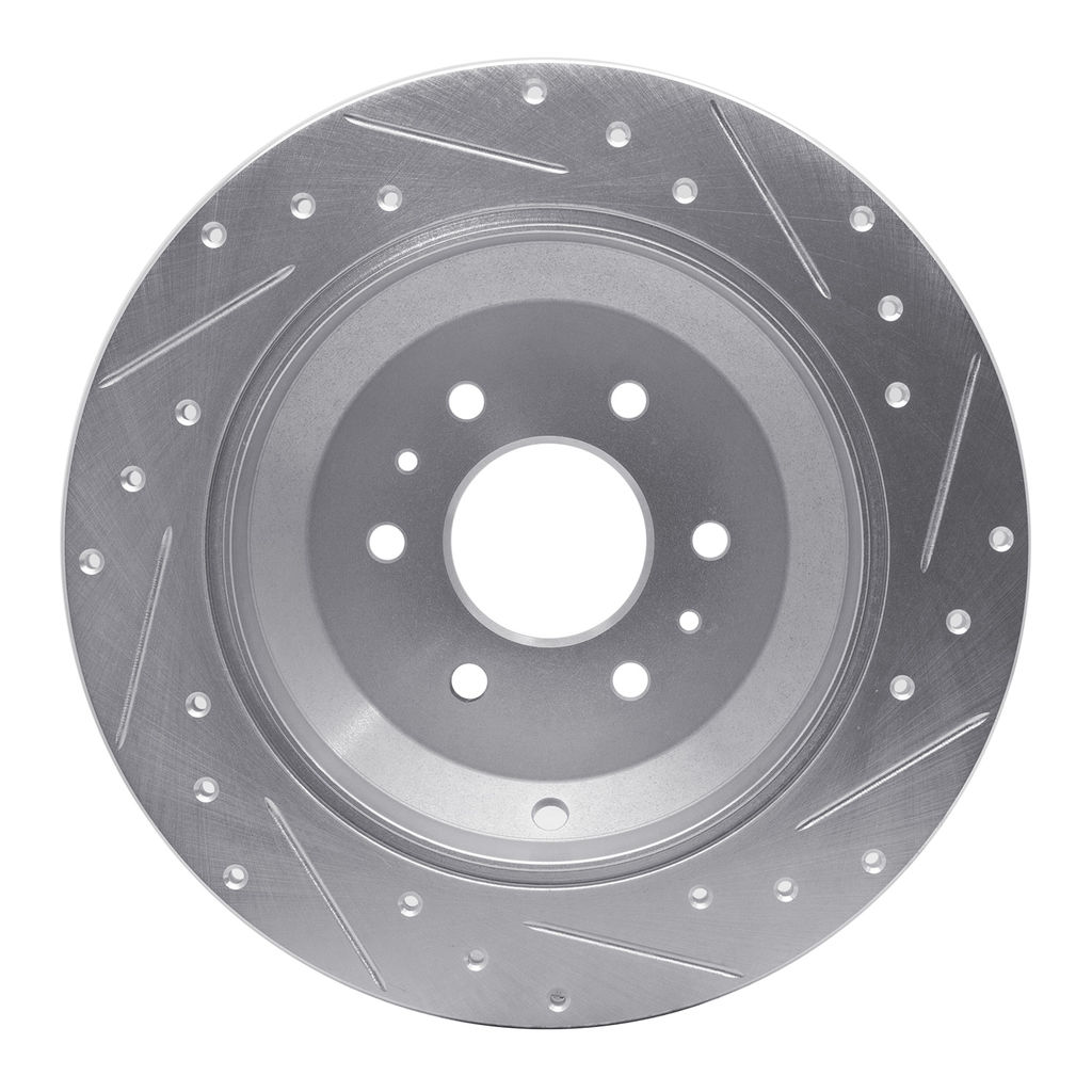 Dynamic Friction 631-21027L - Drilled and Slotted Silver Zinc Brake Rotor