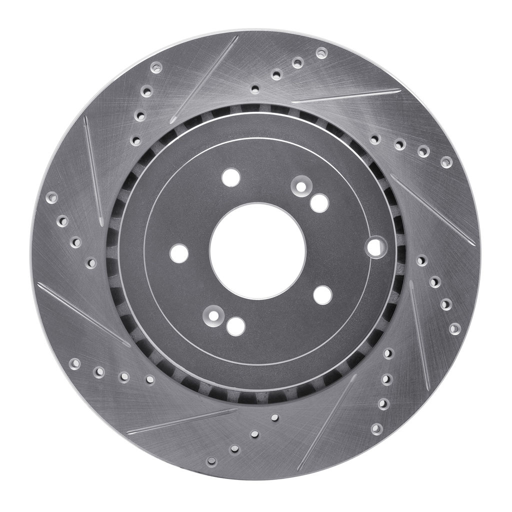 Dynamic Friction 631-21039L - Drilled and Slotted Silver Zinc Brake Rotor