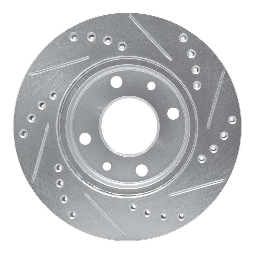 Dynamic Friction 631-23002L - Drilled and Slotted Silver Zinc Brake Rotor