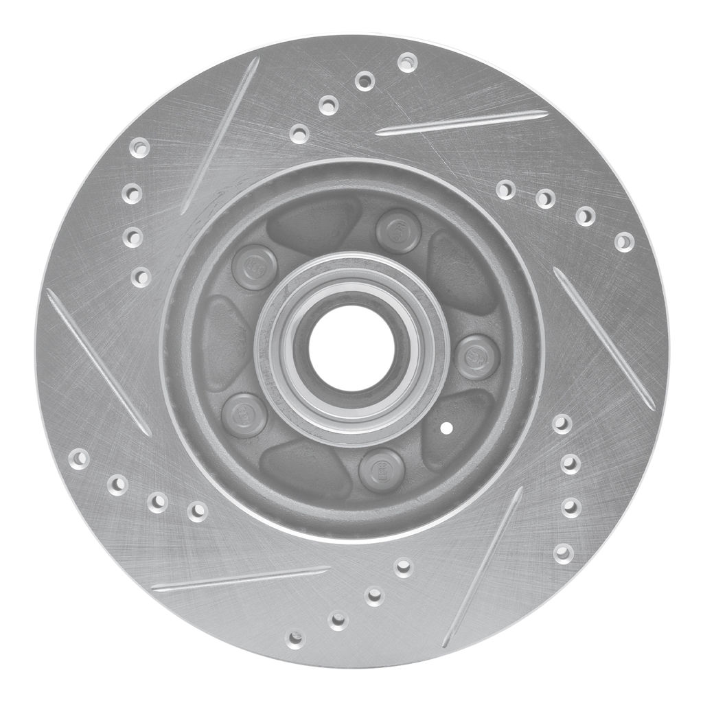 Dynamic Friction 631-27010R - Drilled and Slotted Silver Zinc Brake Rotor