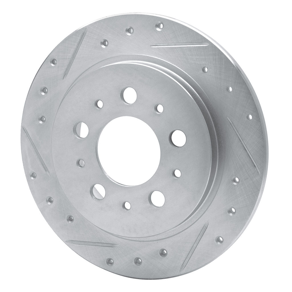 Dynamic Friction 631-27014L - Drilled and Slotted Silver Zinc Brake Rotor