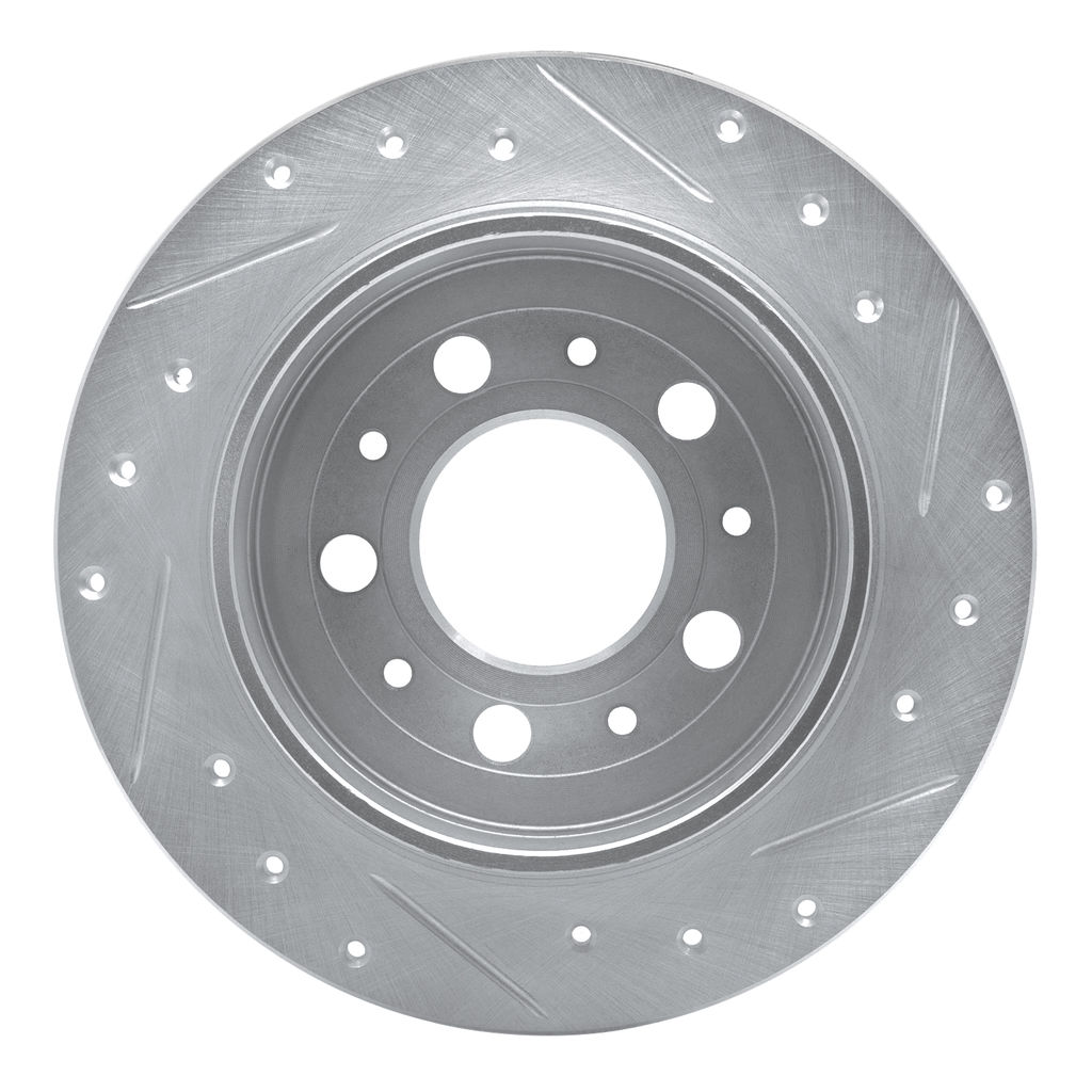 Dynamic Friction 631-27014L - Drilled and Slotted Silver Zinc Brake Rotor