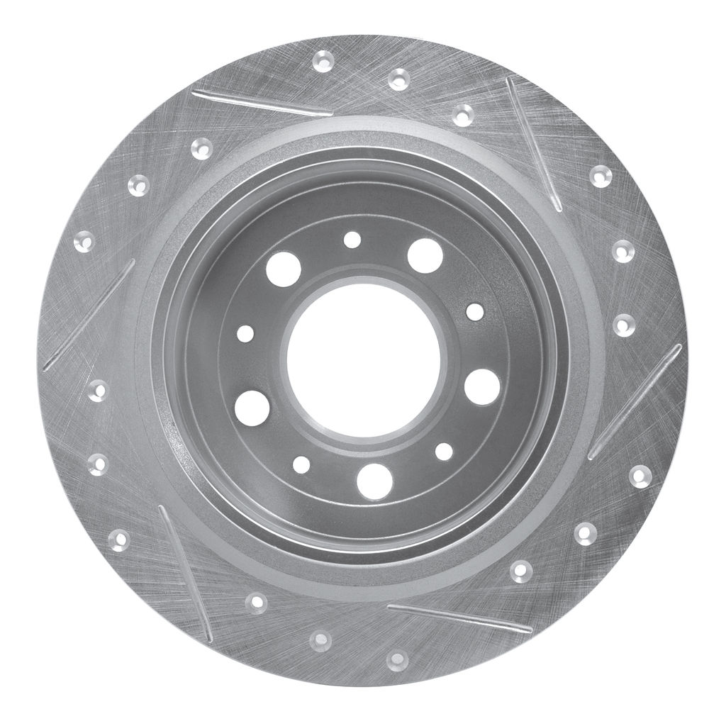 Dynamic Friction 631-27021L - Drilled and Slotted Silver Zinc Brake Rotor