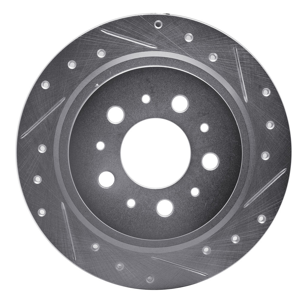 Drilled and Slotted Silver Zinc Brake Rotor