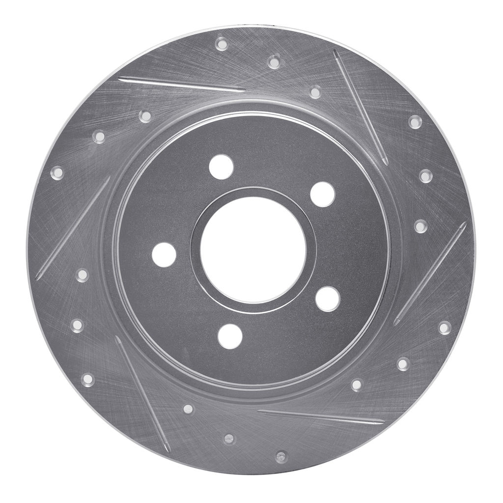 Dynamic Friction 631-27033R - Drilled and Slotted Silver Zinc Brake Rotor