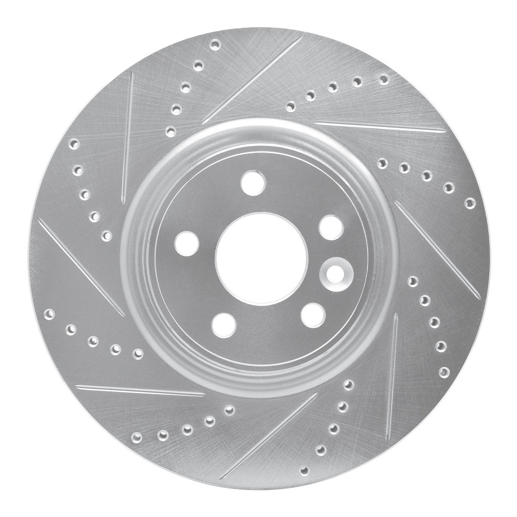 Dynamic Friction 631-27036L - Drilled and Slotted Silver Zinc Brake Rotor