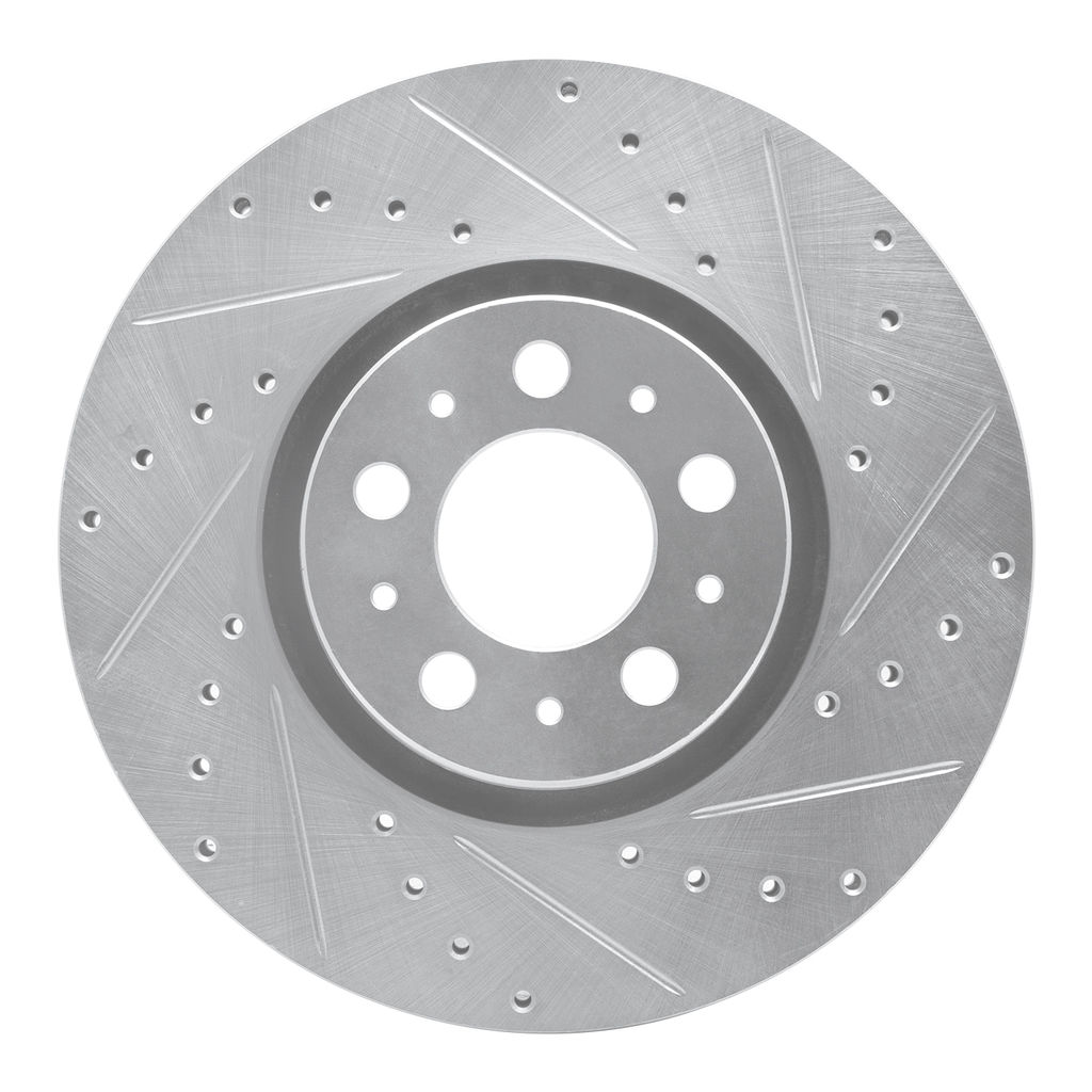 Dynamic Friction 631-27038R - Drilled and Slotted Silver Zinc Brake Rotor