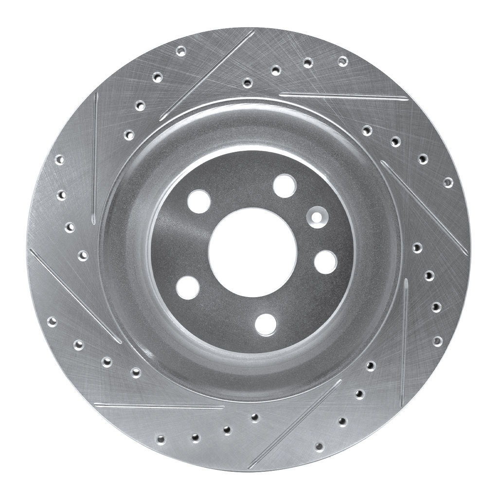 Dynamic Friction 631-27054L - Drilled and Slotted Silver Zinc Brake Rotor