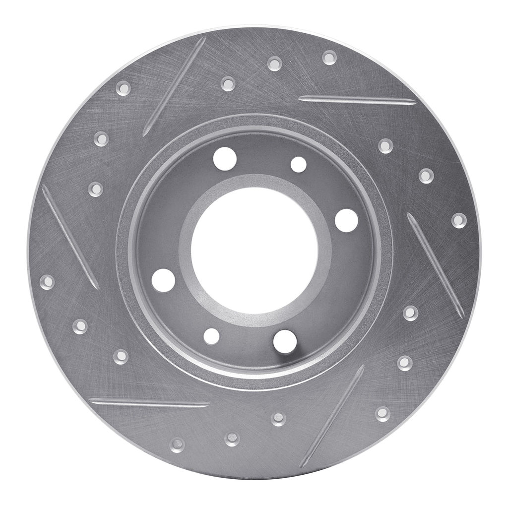 Dynamic Friction 631-28005R - Drilled and Slotted Silver Zinc Brake Rotor