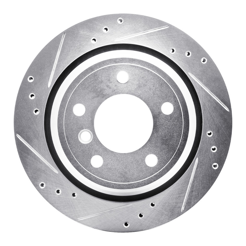 Dynamic Friction 631-31044L - Drilled and Slotted Silver Zinc Brake Rotor