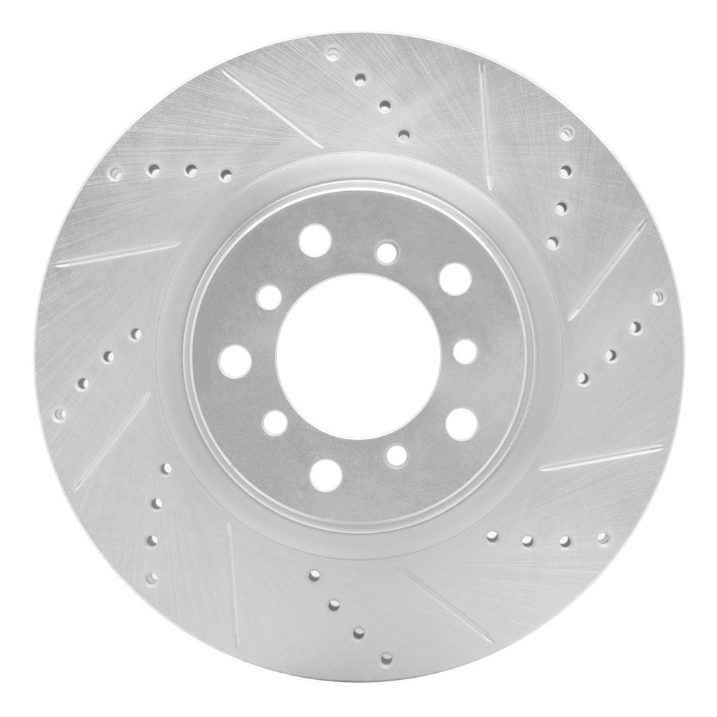 Drilled and Slotted Silver Zinc Brake Rotor