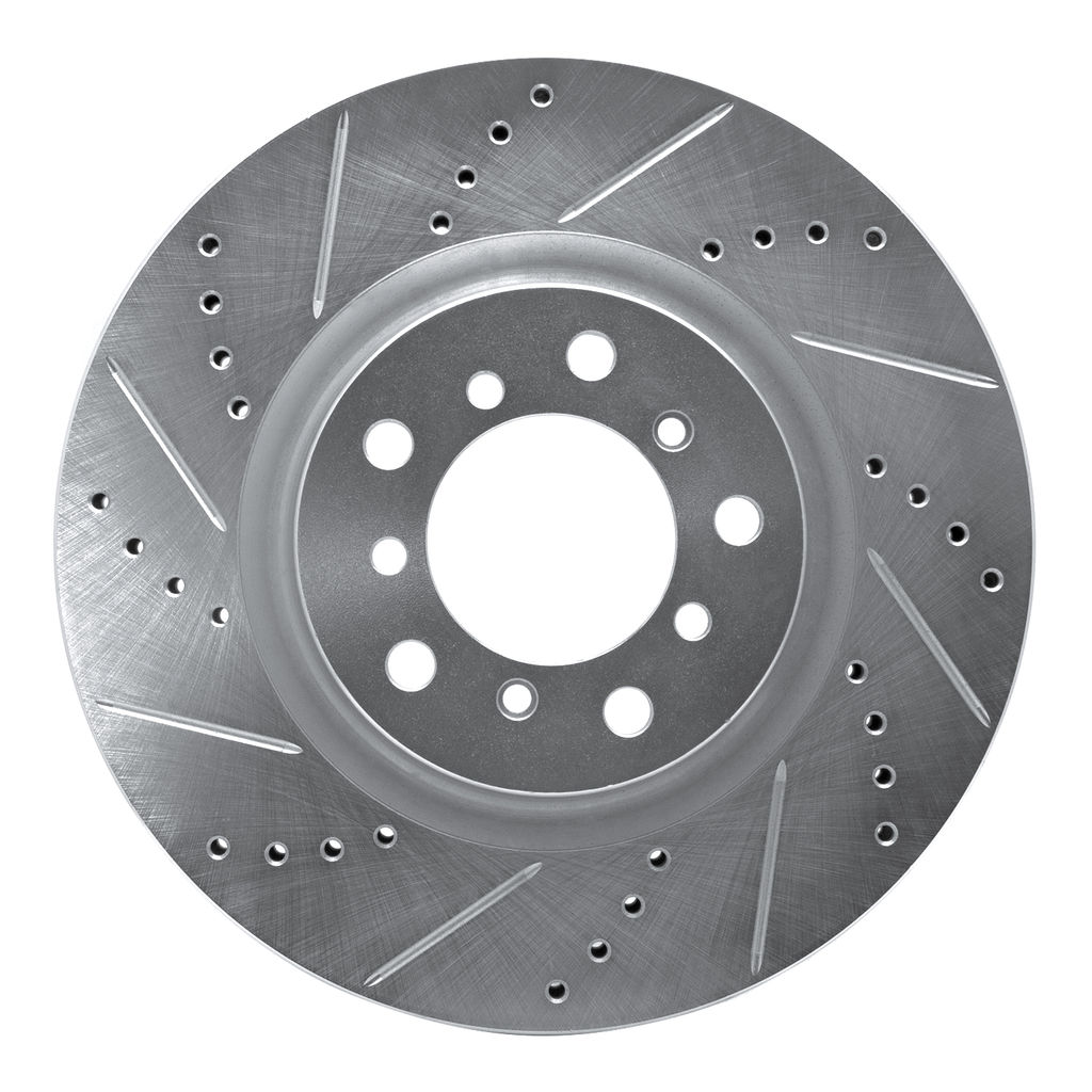 Drilled and Slotted Silver Zinc Brake Rotor