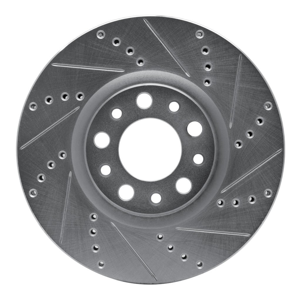 Dynamic Friction 631-39025R - Drilled and Slotted Silver Zinc Brake Rotor