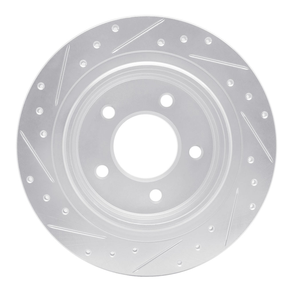 Dynamic Friction 631-39028R - Drilled and Slotted Silver Zinc Brake Rotor