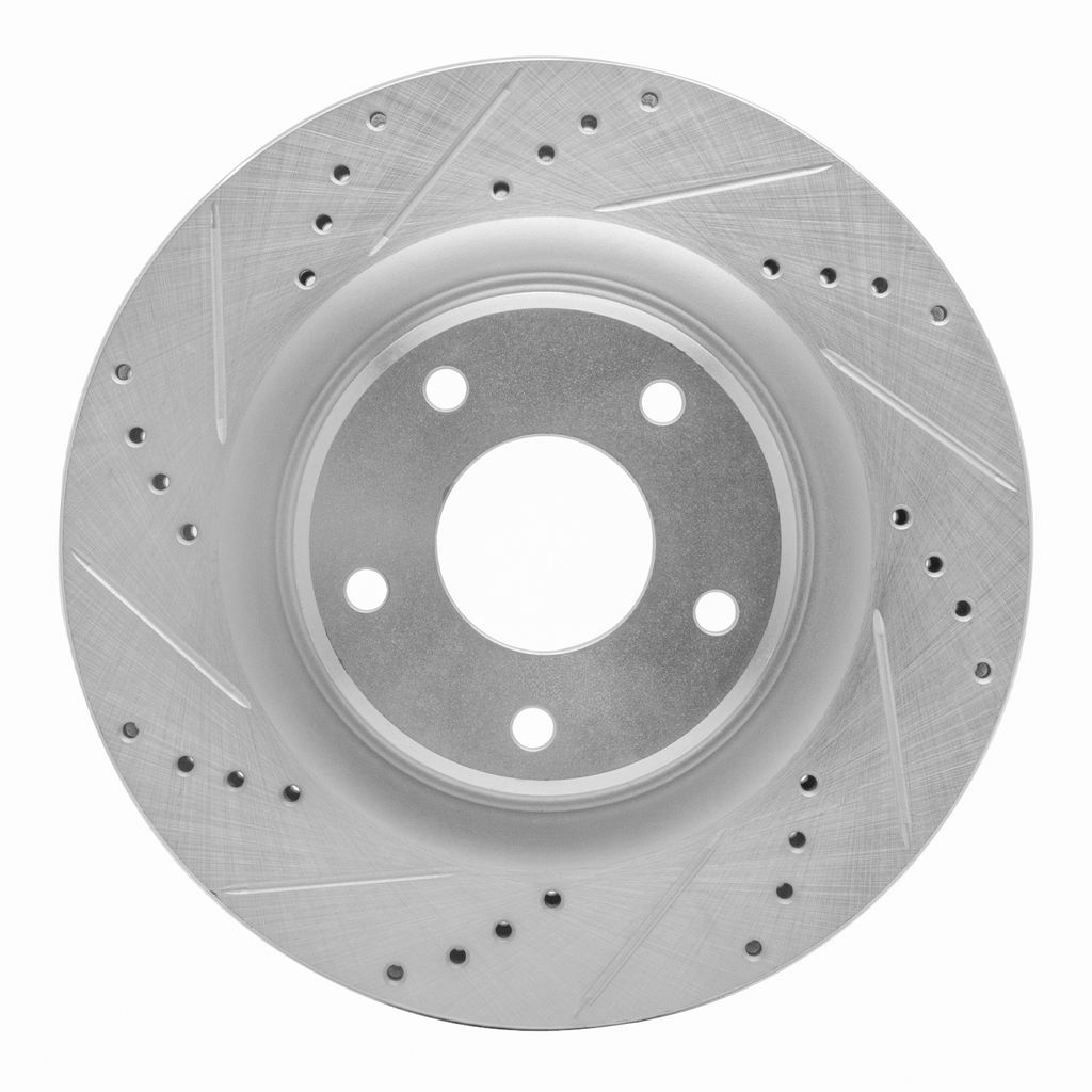 Dynamic Friction 631-40018L - Drilled and Slotted Silver Zinc Brake Rotor