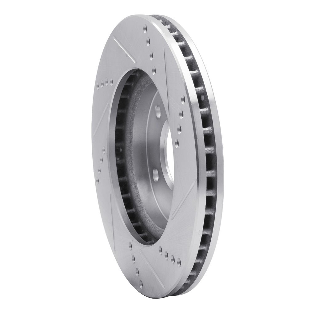 Dynamic Friction 631-40024L - Drilled and Slotted Silver Zinc Brake Rotor