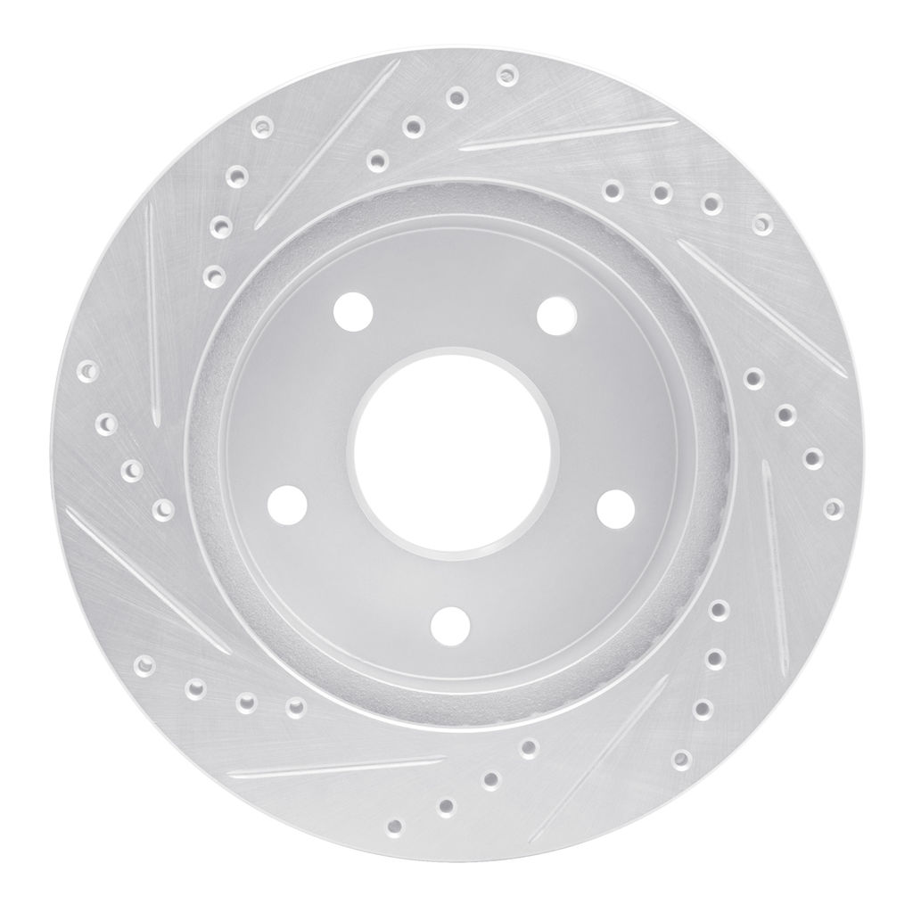 Dynamic Friction 631-40090R - Drilled and Slotted Silver Zinc Brake Rotor